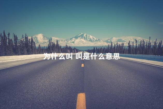 为什么叫 叫是什么意思